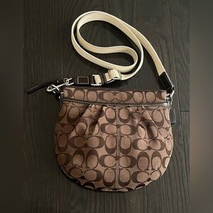 Coach vintage signature monogram crossbody bag, brown